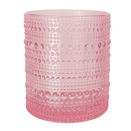 300ml - Tahití Vaso de vidrio con Diseño Perlado para velas - Rosa Transparente - Candle Craft