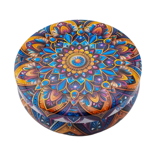 300ml - Tokio Lata de Aluminio Redonda para Velas - Azul Morado Floral Mandala - Candle Craft