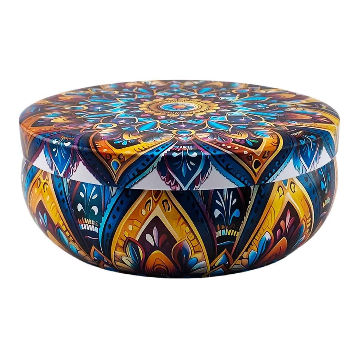 300ml - Tokio Lata de Aluminio Redonda para Velas - Azul Morado Floral Mandala - Candle Craft