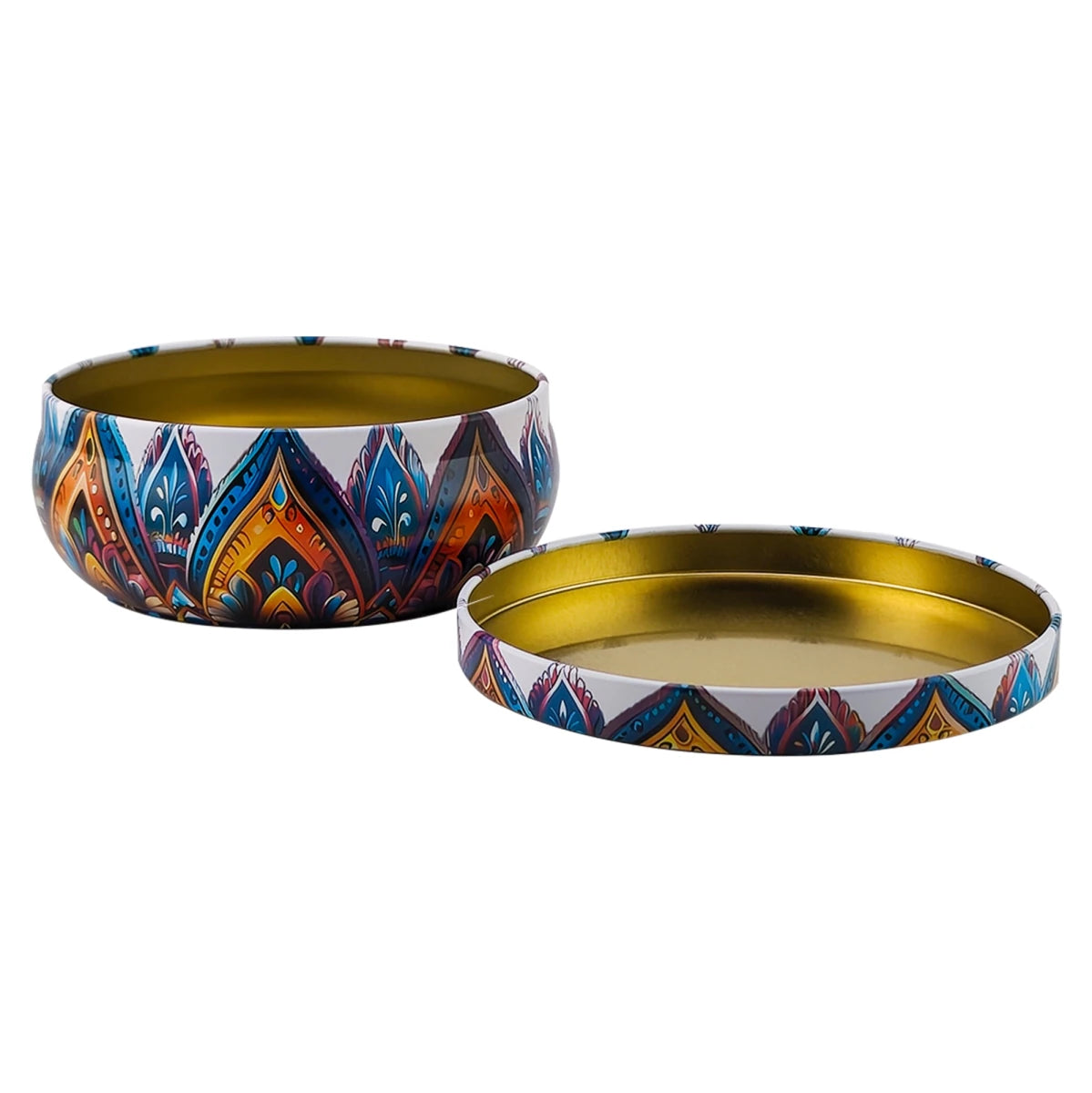 300ml - Tokio Lata de Aluminio Redonda para Velas - Azul Morado Floral Mandala - Candle Craft