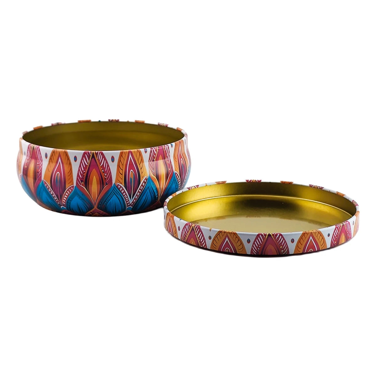 300ml - Tokio Lata de Aluminio Redonda para Velas - Morado Naranja Floral Mandala - Candle Craft