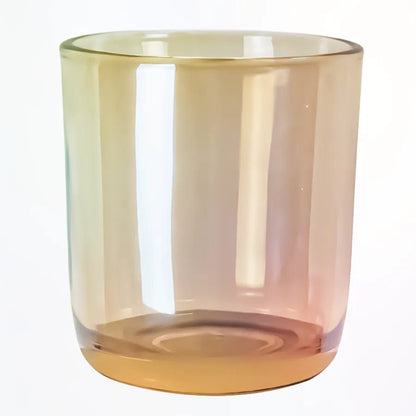 300ml - Valencia Vaso de Vidrio para Velas con Base Redondo - Frasco Ámbar Claro Tornasol - Candle Craft