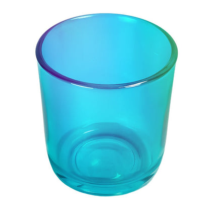 300ml - Valencia Vaso de Vidrio para Velas con Base Redondo - Frasco Azul Aqua Tornasol Arcoíris - Candle Craft