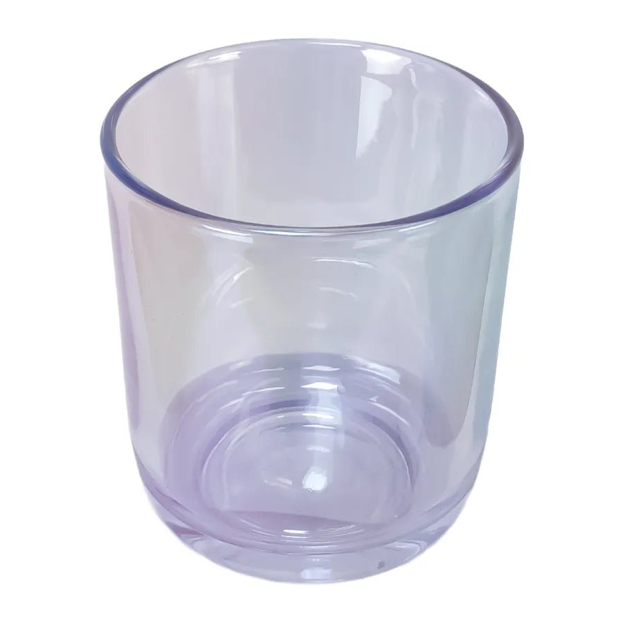 300ml - Valencia Vaso de Vidrio para Velas con Base Redondo - Frasco Azul Claro Tornasol - Candle Craft