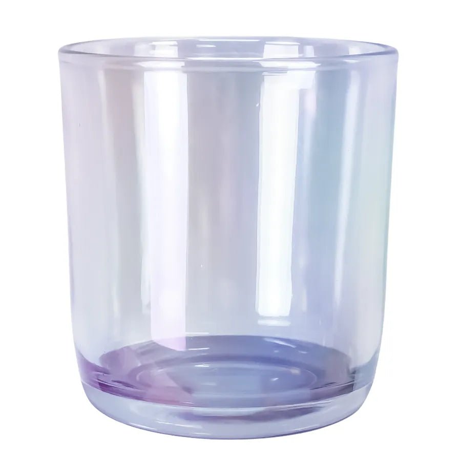 300ml - Valencia Vaso de Vidrio para Velas con Base Redondo - Frasco Azul Claro Tornasol - Candle Craft