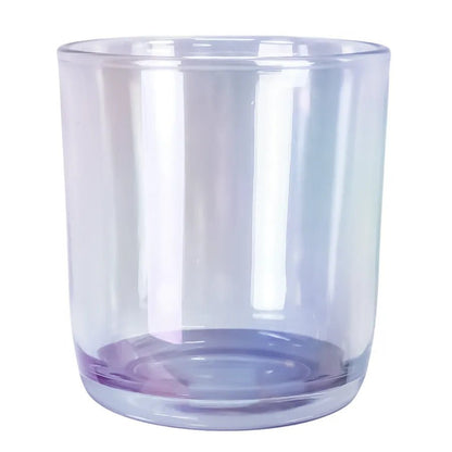 300ml - Valencia Vaso de Vidrio para Velas con Base Redondo - Frasco Azul Claro Tornasol - Candle Craft