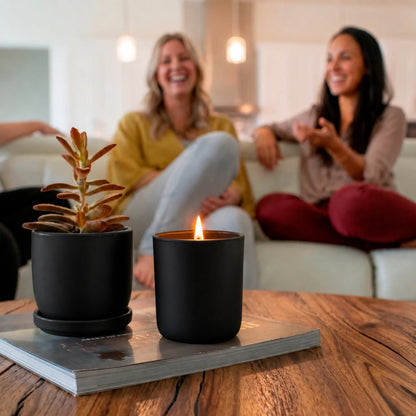 300ml - Valencia Vaso de Vidrio para Velas con Base Redondo - Frasco Negro Mate - Candle Craft