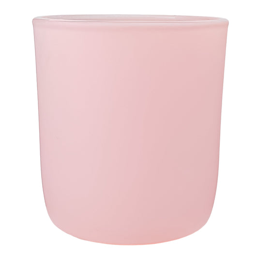 300ml - Valencia Vaso de Vidrio para Velas con Base Redondo - Frasco Rosa Pastel - Mate - Candle Craft