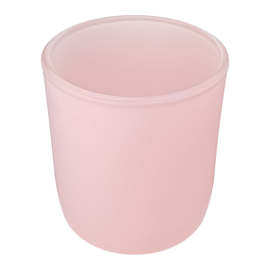 300ml - Valencia Vaso de Vidrio para Velas con Base Redondo - Frasco Rosa Pastel - Mate - Candle Craft