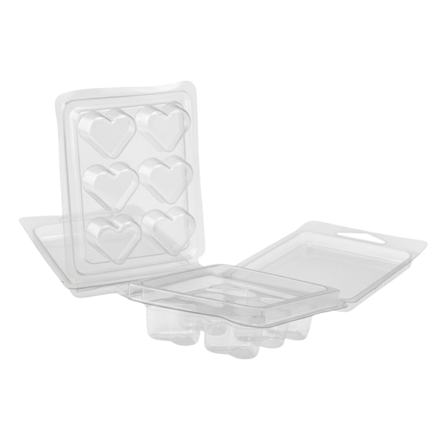 Contenedor para Wax Melt - Clamshell de 6 cavidades Corazon - Molde / Vaso para cera derretibles en Corazon aromáticas para quemador