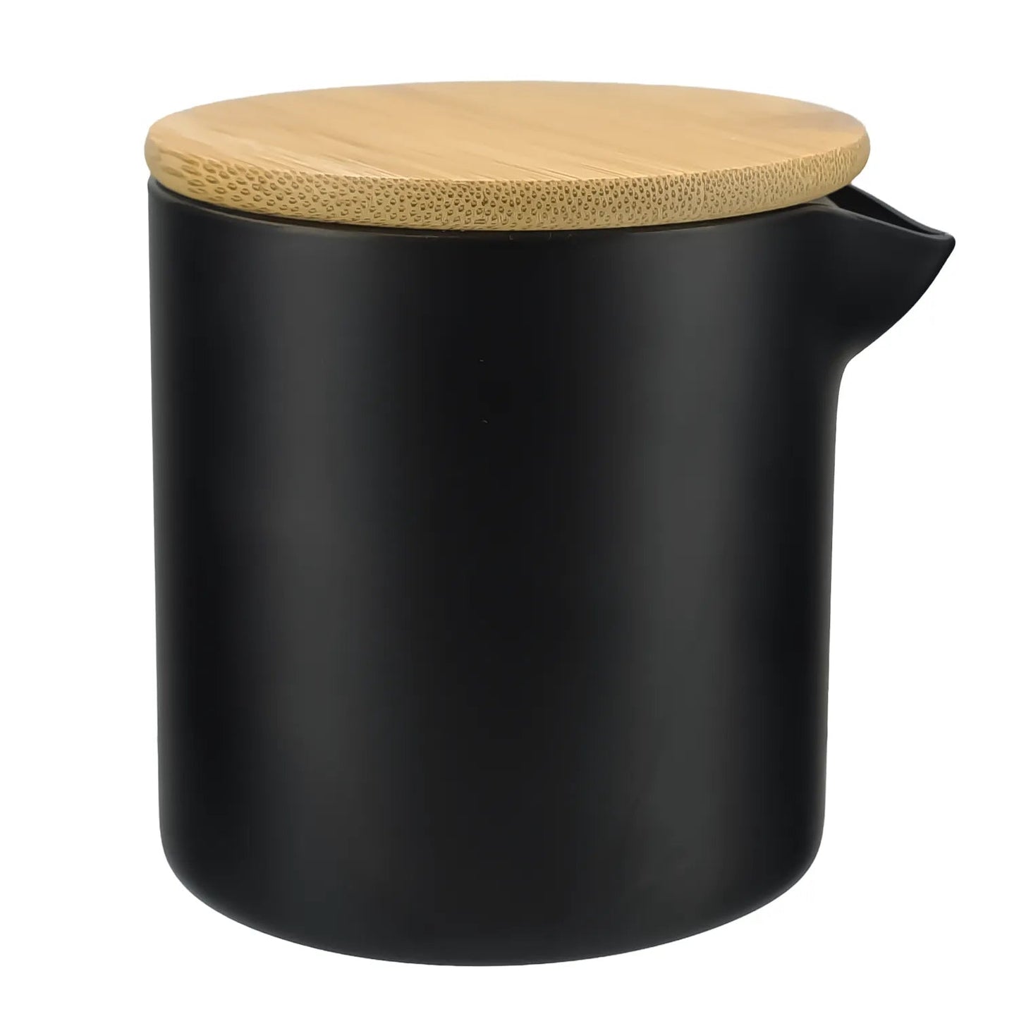 310ml - Bali Vaso de Vidrio para Velas de Masaje con Tapa de Bambú - Frasco con Boquilla vertedora - Negro Mate - Candle Craft