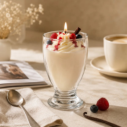 310ml - Vaso de Vidrio para Velas de Postre – Copa Tipo Postre - Frasco Cristal Transparente - Candle Craft