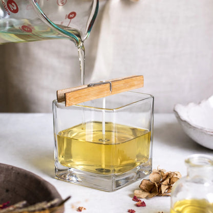 330ml - Glasgow Vaso cuadrado de vidrio para velas cubo - Frasco Cristal Transparente - Candle Craft