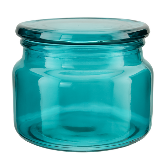 350ml - Portland - Vaso de Vidrio con tapa de vidrio - Verde Azulado
