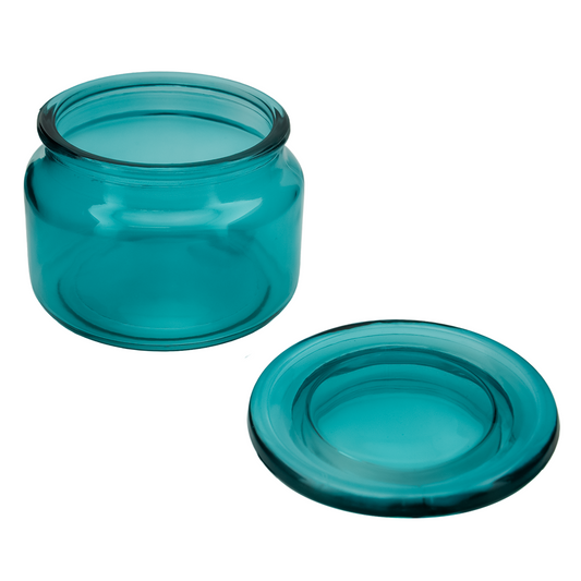 350ml - Portland - Vaso de Vidrio con tapa de vidrio - Verde Azulado