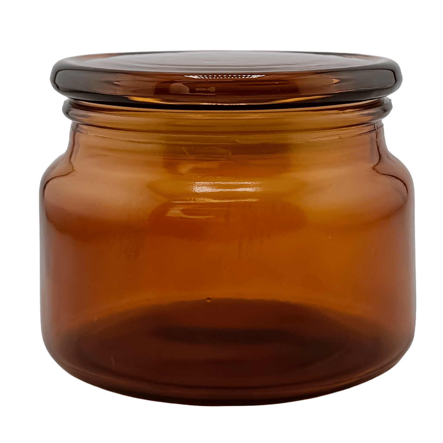 350ml - Portland - Vaso de Vidrio con tapa de vidrio - Ámbar / Café - Candle Craft