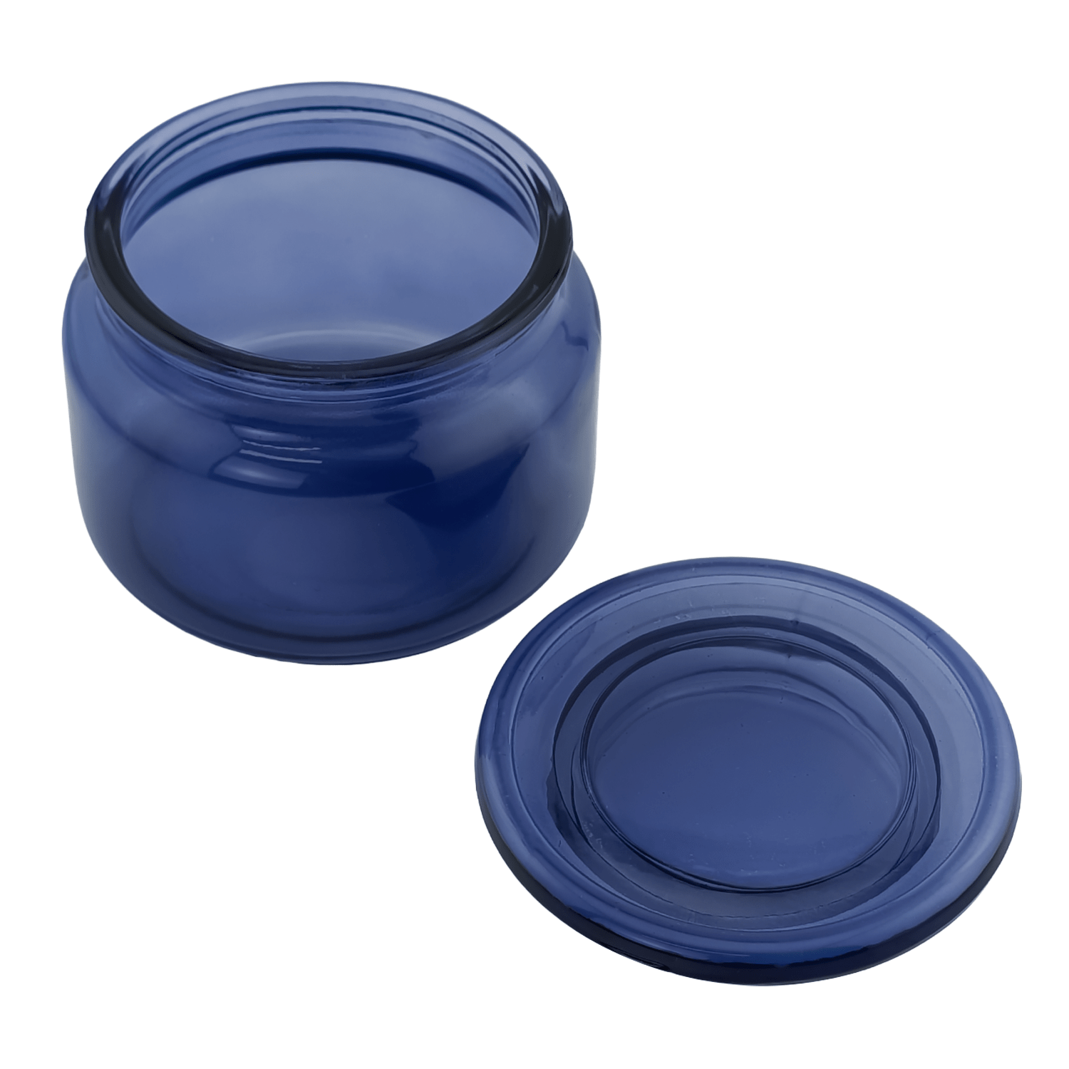 350ml - Portland - Vaso de Vidrio con tapa de vidrio - Azul Marino - Candle Craft