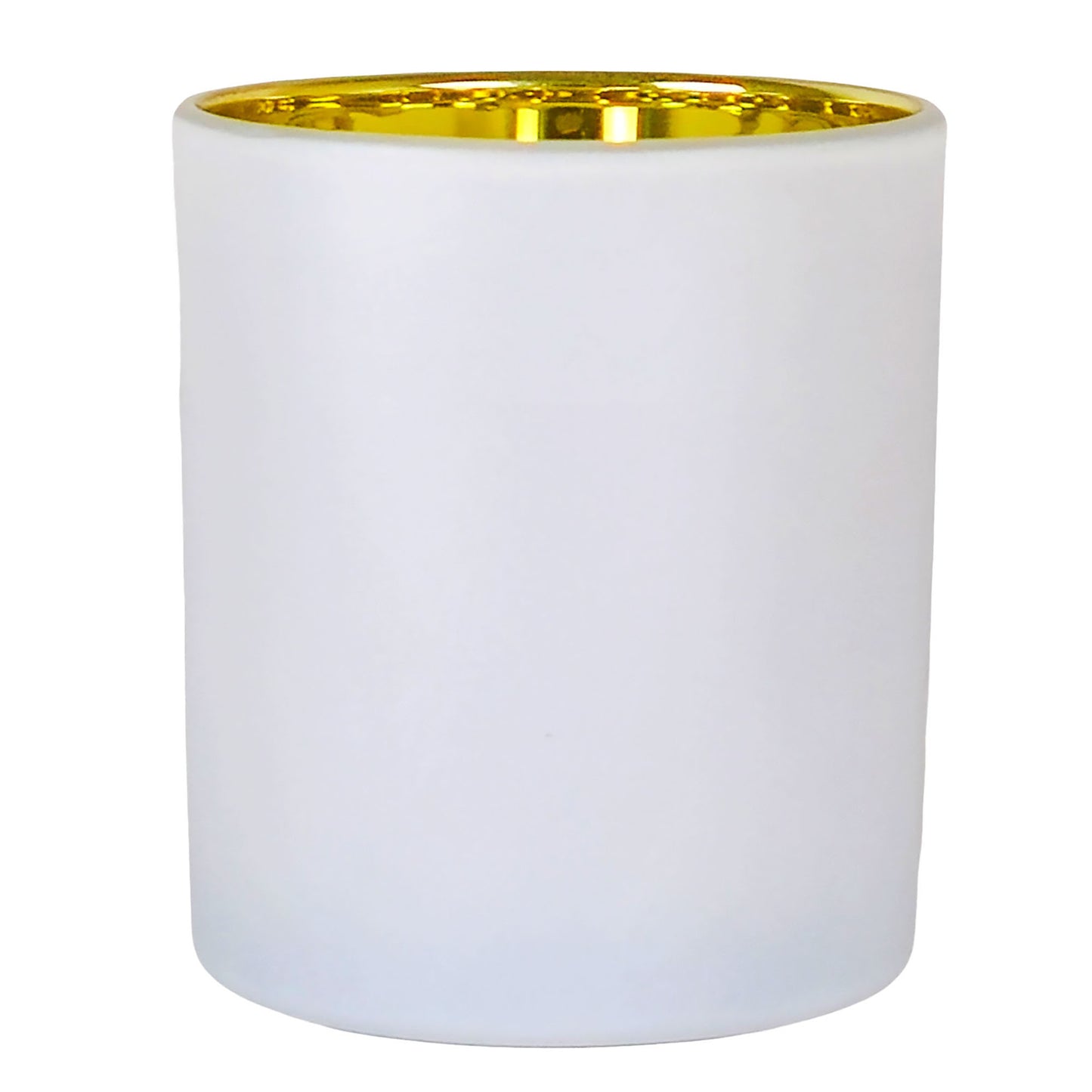 300ml - Mónaco Vaso de vidrio para velas - Blanco Mate / Dorado Metálico