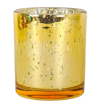 300ml - Mónaco Vaso de vidrio para velas - Dorado con Salpicaduras Metálico