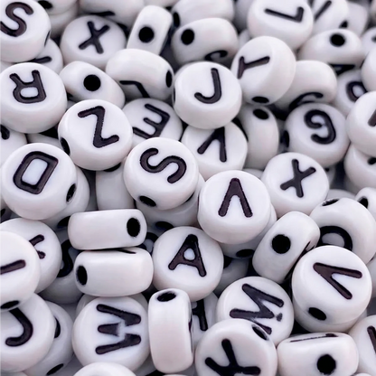 400 pzas Cuentas de Letras para Velas - Letras Acrílicas Decorativas Redondas - Abalorios con Letras - Blanco - Candle Craft