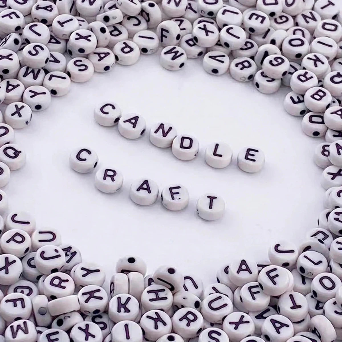 400 pzas Cuentas de Letras para Velas - Letras Acrílicas Decorativas Redondas - Abalorios con Letras - Blanco - Candle Craft