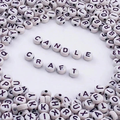 400 pzas Cuentas de Letras para Velas - Letras Acrílicas Decorativas Redondas - Abalorios con Letras - Blanco - Candle Craft
