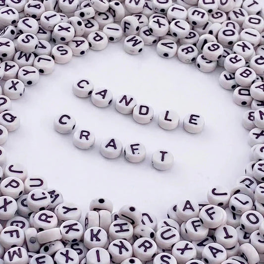 400 pzas Cuentas de Letras para Velas - Letras Acrílicas Decorativas Redondas - Abalorios con Letras - Blanco - Candle Craft