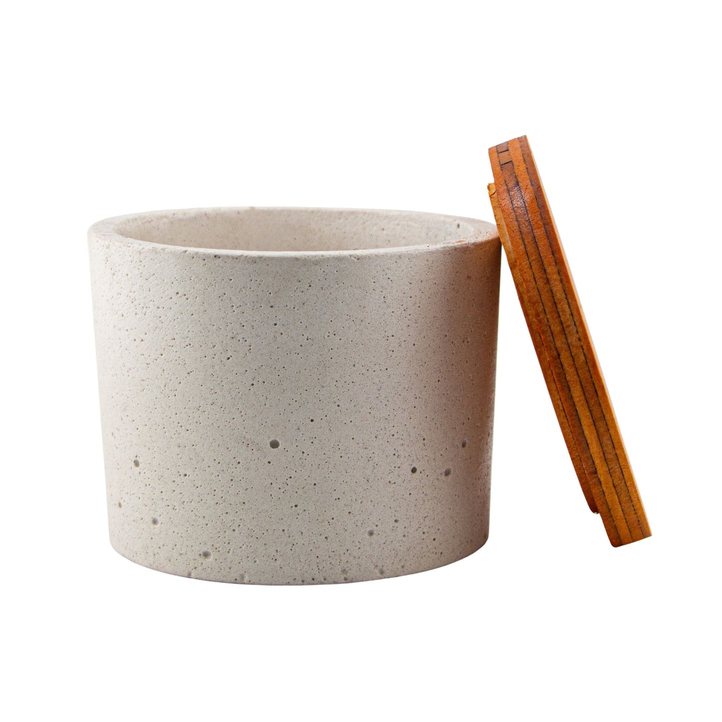 590ml - Carrara Vaso de Concreto para velas con Tapa de Madera - Blanco