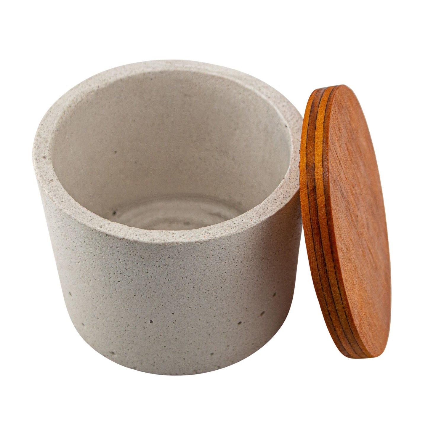590ml - Carrara Vaso de Concreto para velas con Tapa de Madera - Blanco