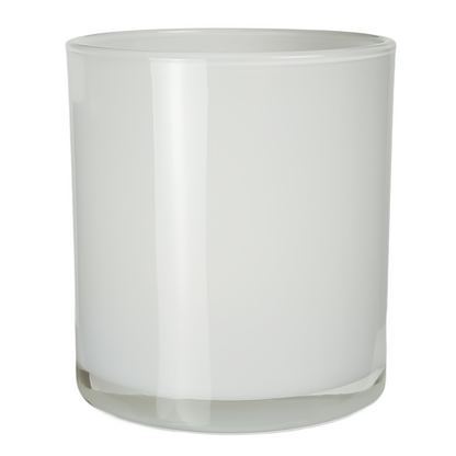 450ml - Mónaco Vaso de vidrio para velas - Blanco Brillante