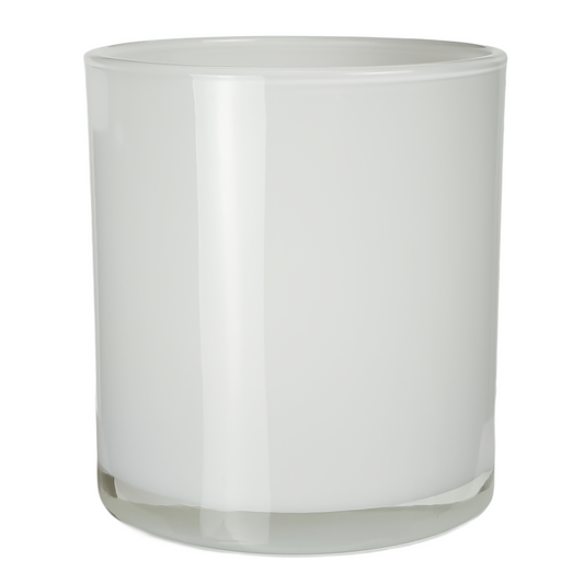 450ml - Mónaco Vaso de vidrio para velas - Blanco Brillante