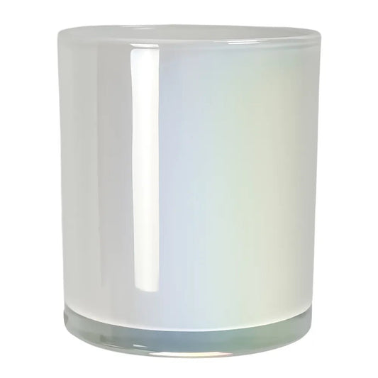 450ml - Mónaco Vaso de Vidrio para Velas - Blanco Tornasol Arcoíris Brillante - Candle Craft