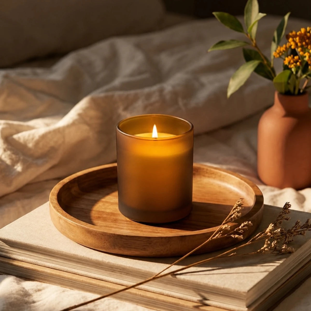 450ml - Mónaco Vaso de vidrio para velas - Frasco Ámbar Satinado - Candle Craft