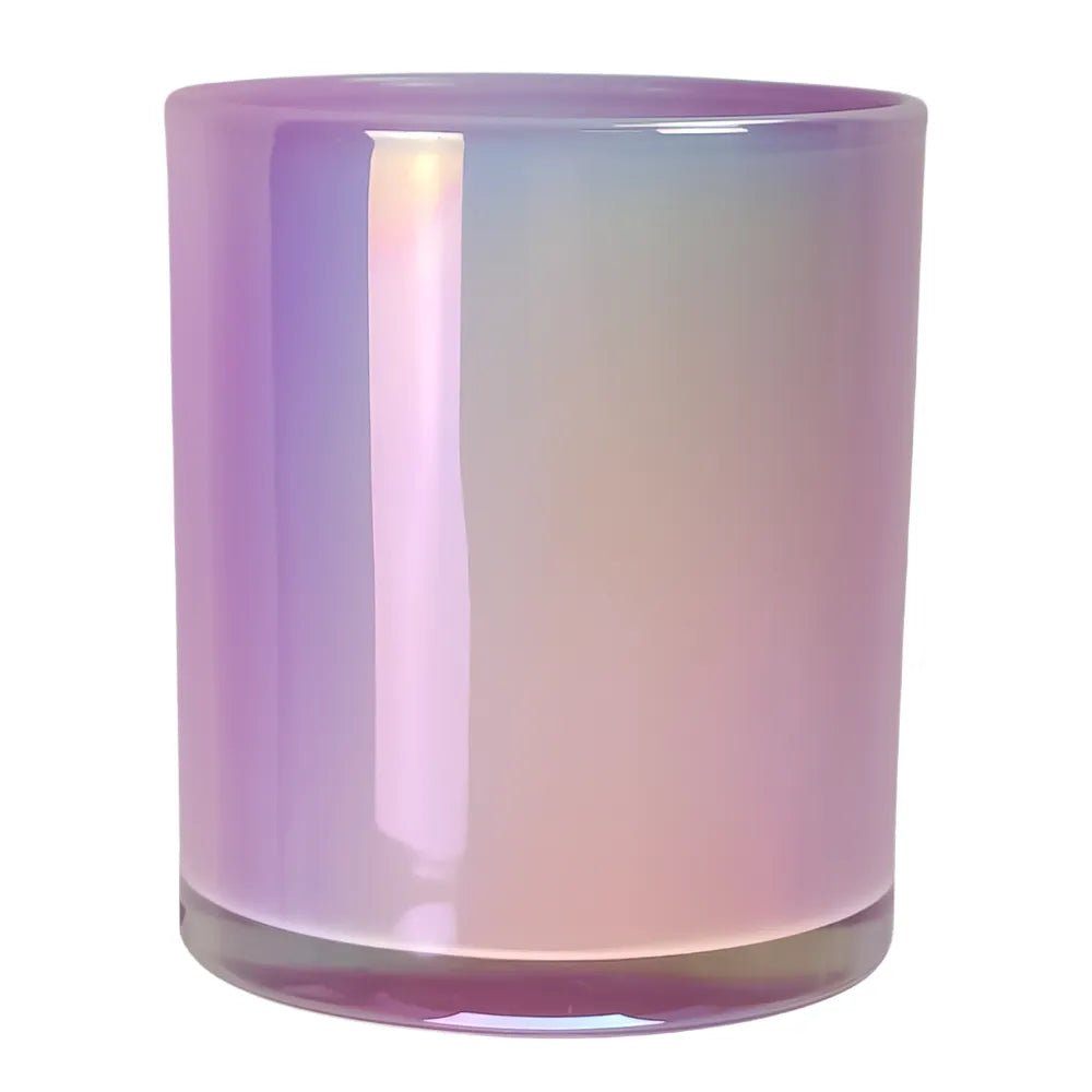 450ml - Mónaco Vaso de Vidrio para Velas - Frasco Morado Claro Pastel Tornasol Arcoíris Brillante - Candle Craft