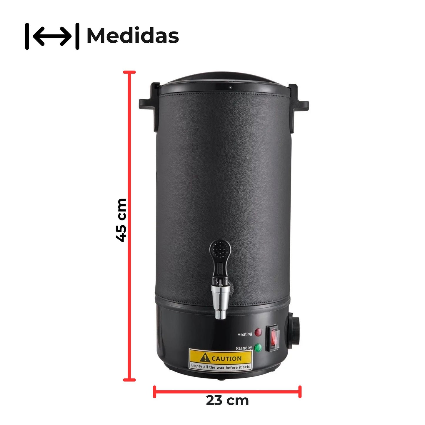 Kit Fundidor de Cera de 10 L – Derretidor de Cera Eléctrico Profesional con Llave Dispensadora hasta 110°C – Wax Melter para Velas Artesanales