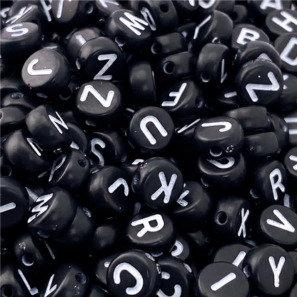 500 pzas Cuentas de Letras para Velas - Letras Acrílicas Decorativas Redondas - Abalorios con Letras - Negro - Candle Craft