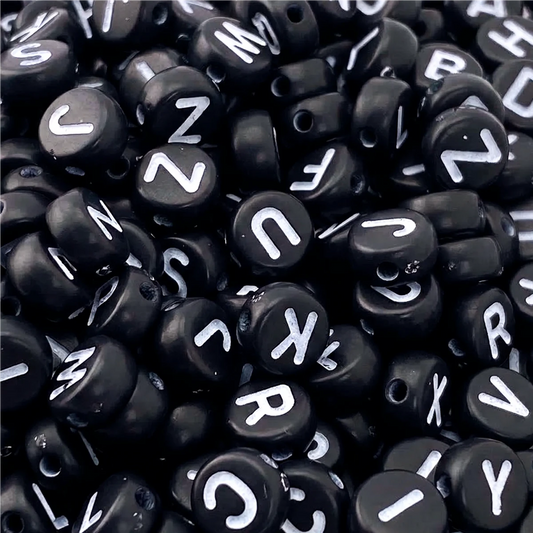 500 pzas Cuentas de Letras para Velas - Letras Acrílicas Decorativas Redondas - Abalorios con Letras - Negro - Candle Craft