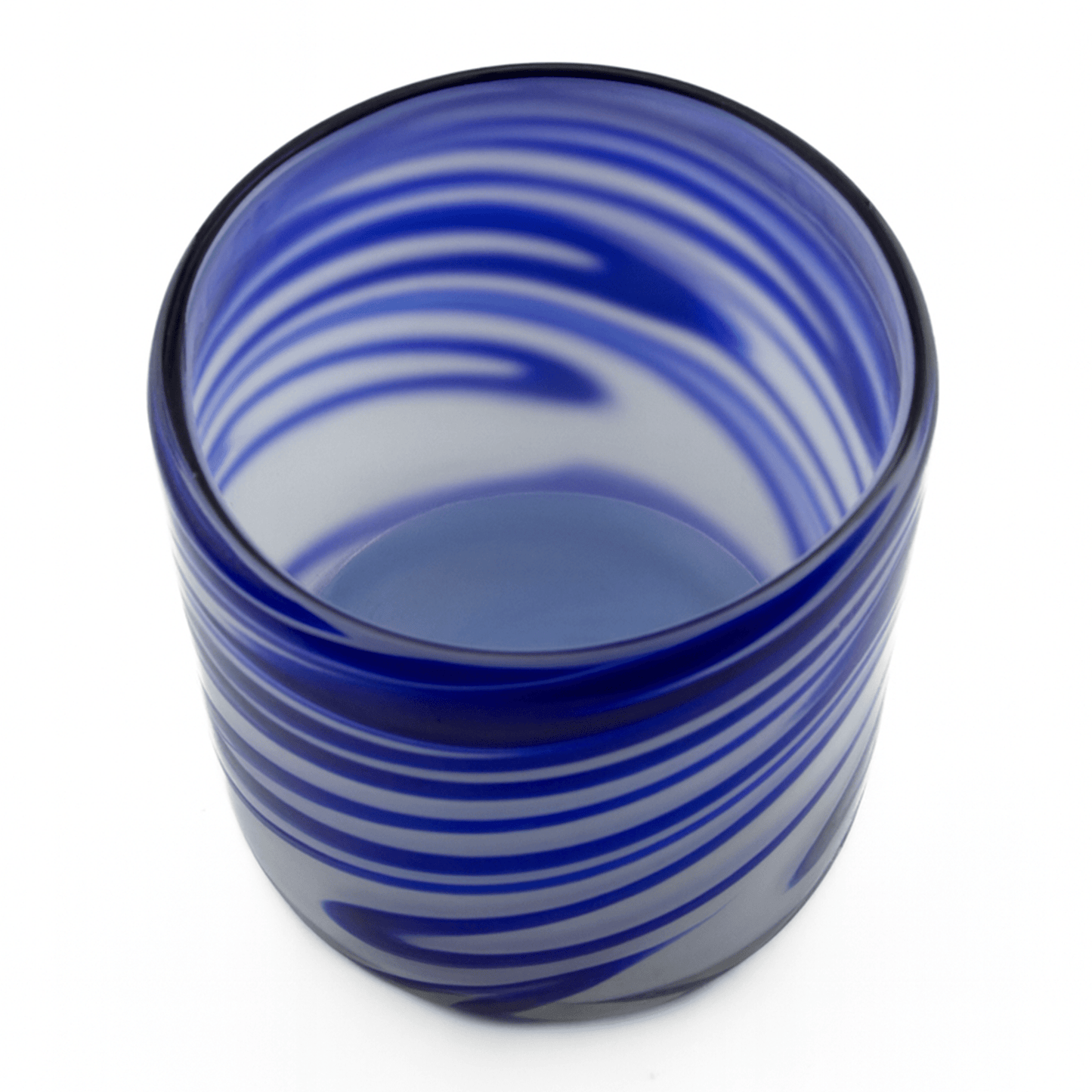 500ml - Florencia Vaso de vidrio soplado artesanal - 2 Colores Azul / Blanco - Hecho a mano - Candle Craft