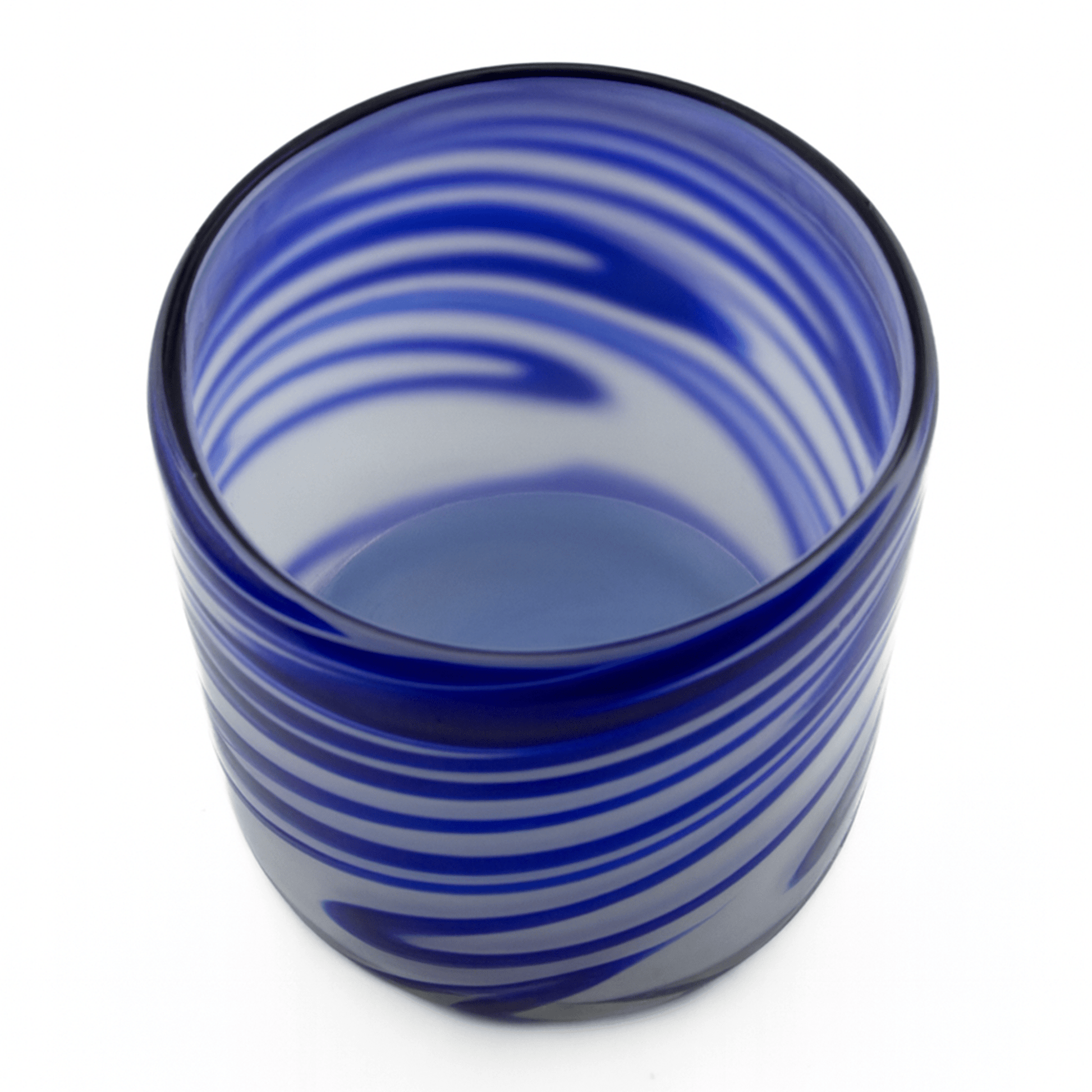 500ml - Florencia Vaso de vidrio soplado artesanal - 2 Colores Azul / Blanco - Hecho a mano - Candle Craft