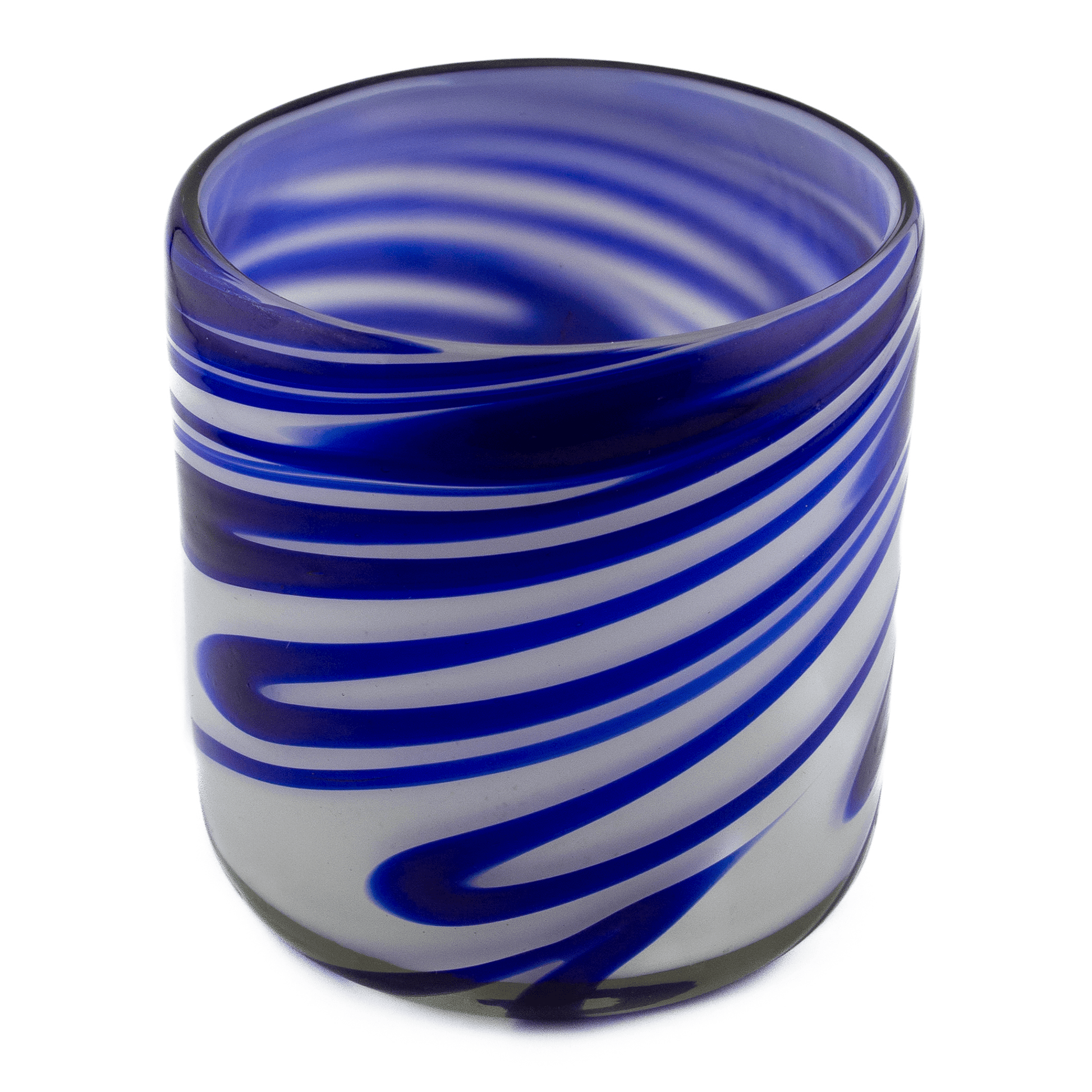 500ml - Florencia Vaso de vidrio soplado artesanal - 2 Colores Azul / Blanco - Hecho a mano - Candle Craft