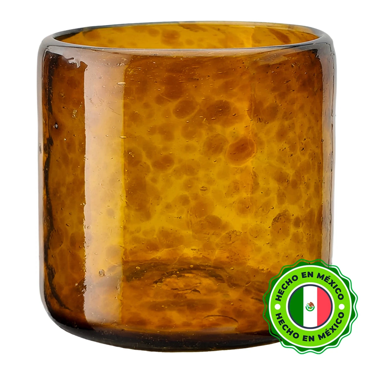 500ml - Florencia Vaso de vidrio soplado artesanal - Ámbar con puntos Café - Hecho a mano - Candle Craft