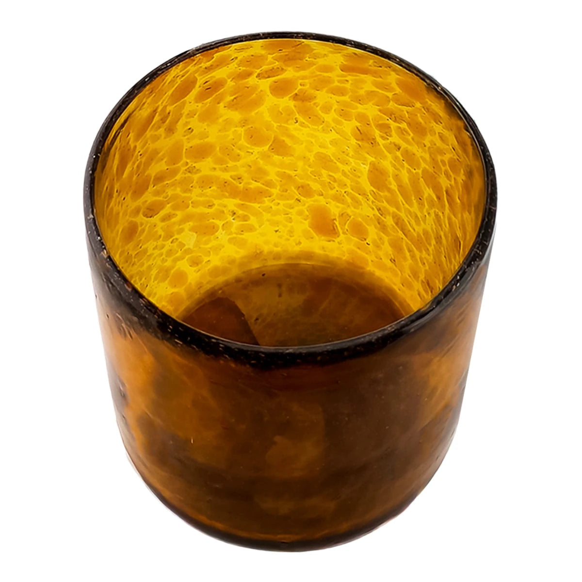 500ml - Florencia Vaso de vidrio soplado artesanal - Ámbar con puntos Café - Hecho a mano - Candle Craft