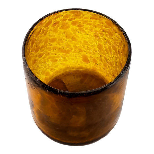 500ml - Florencia Vaso de vidrio soplado artesanal - Ámbar con puntos Café - Hecho a mano - Candle Craft
