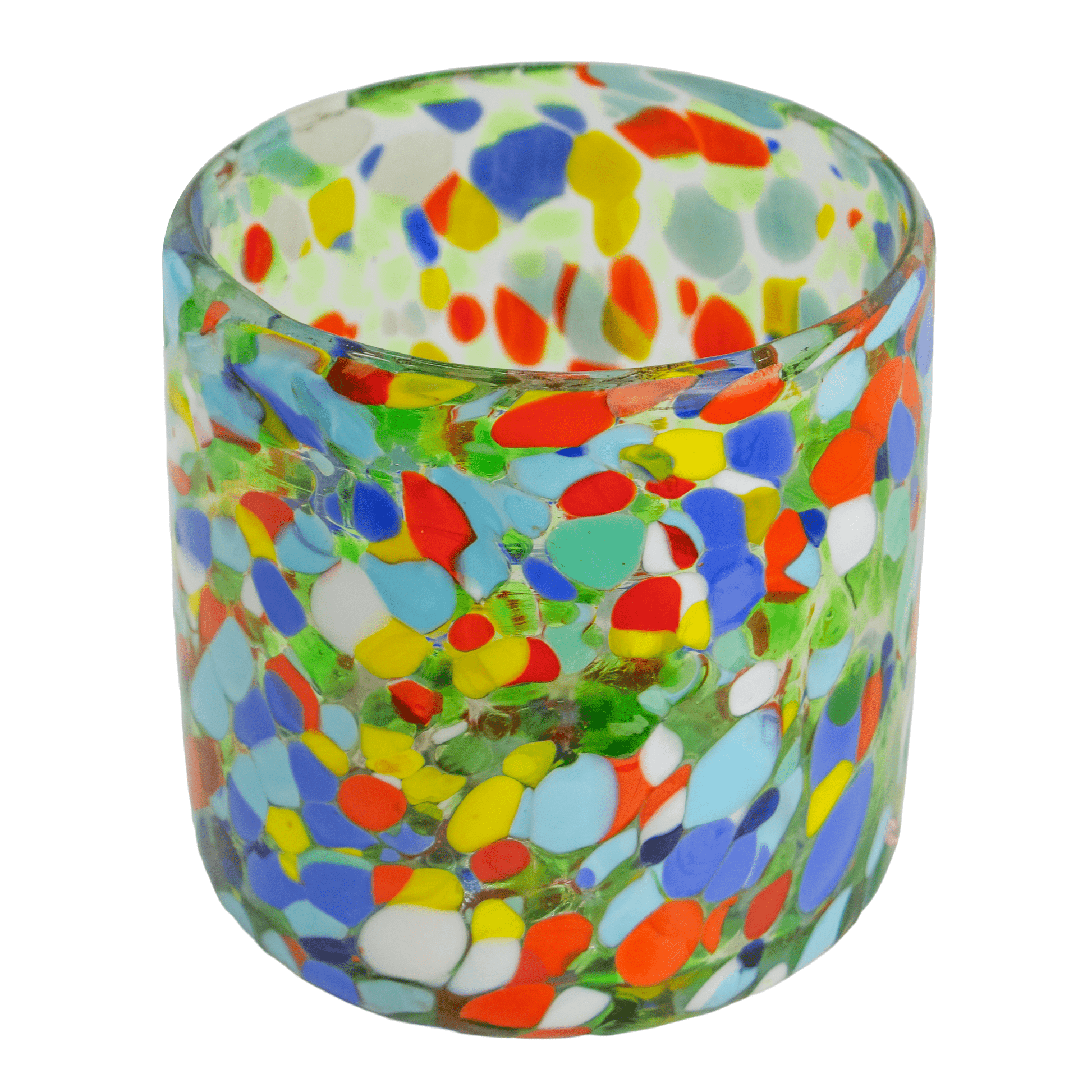 500ml - Florencia Vaso de vidrio soplado artesanal - Confeti Granizado Puntos / Azul Amarillo Naranja Rojo - Hecho a mano - Hecho a mano - Candle Craft