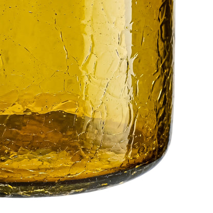 500ml - Florencia Vaso de vidrio soplado artesanal - Frasco Ámbar Transparente Craquelado - Hecho a mano - Candle Craft
