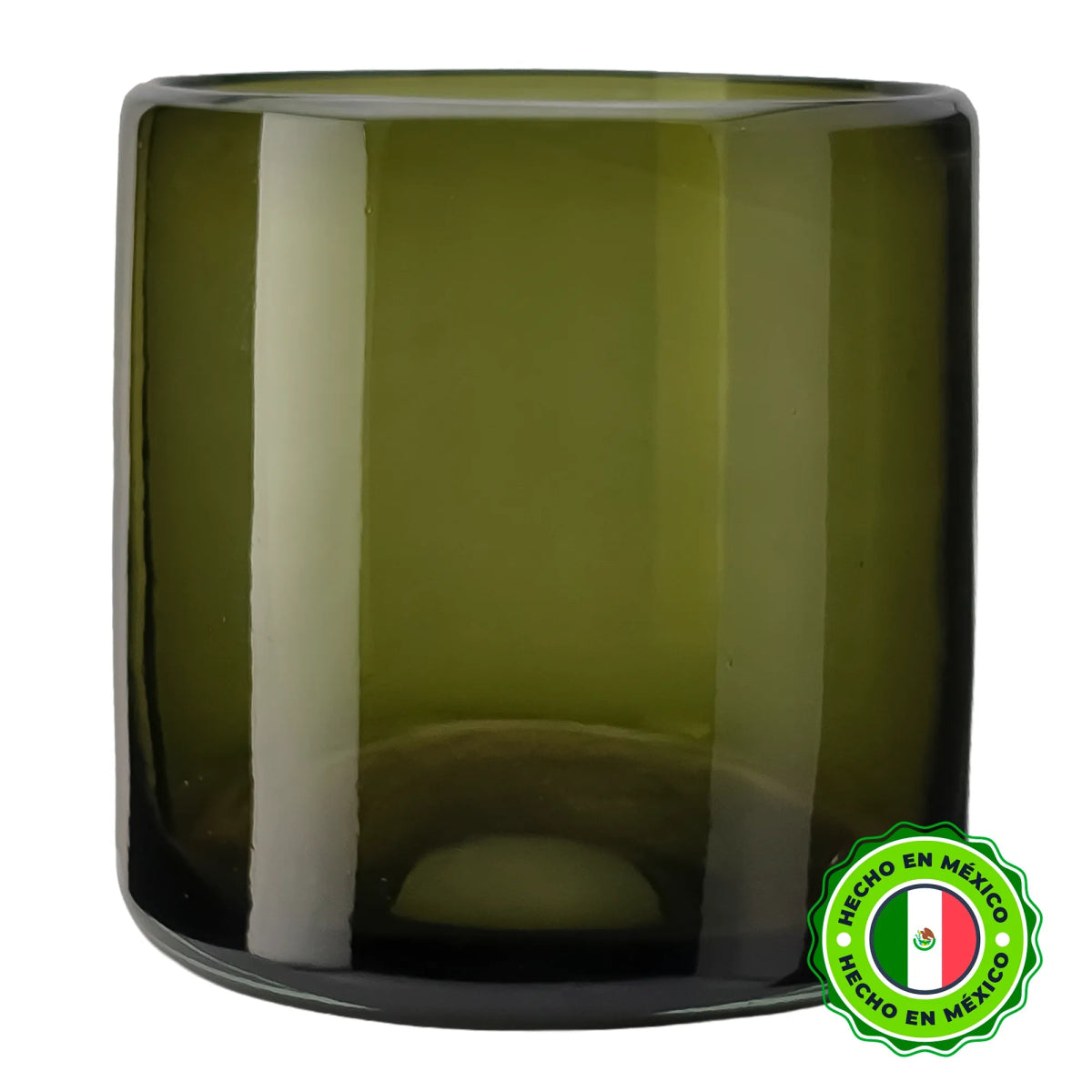 500ml - Florencia Vaso de vidrio soplado artesanal - Frasco Verde Olivo - Hecho a mano - Candle Craft