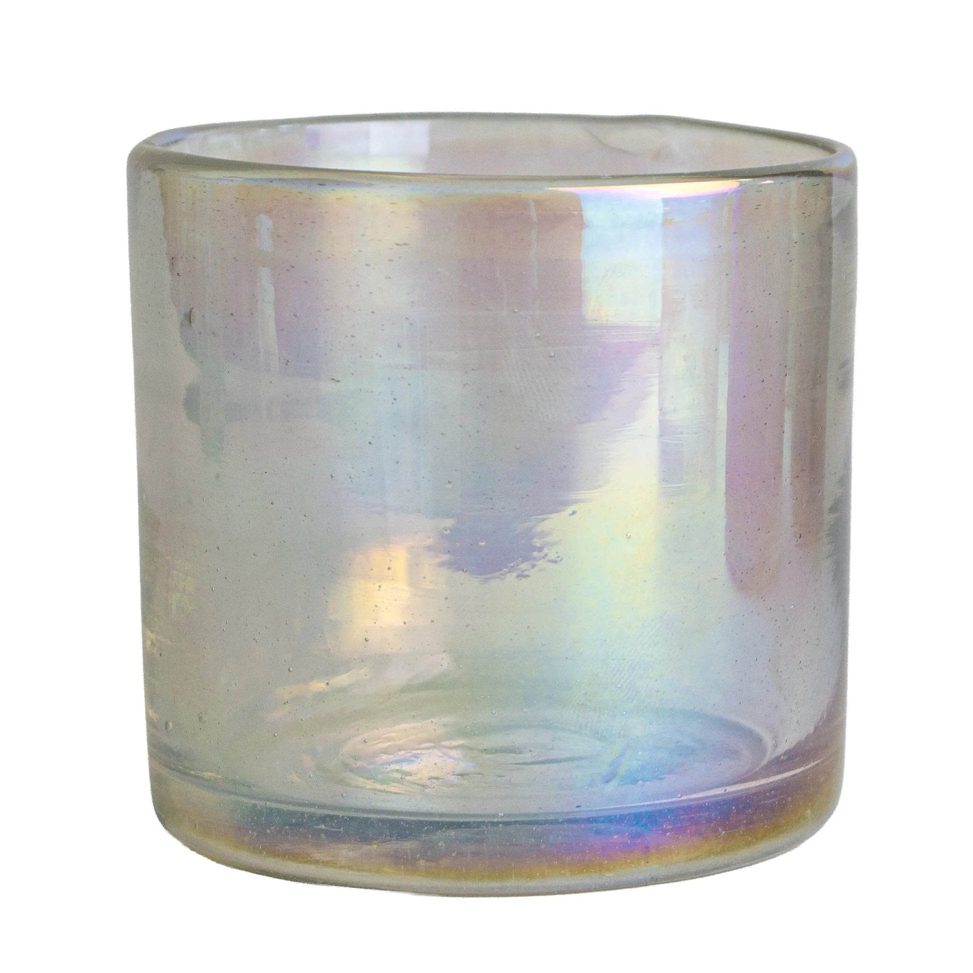 500ml - Florencia Vaso de vidrio soplado artesanal - Tornasol Transparente - Hecho a mano - Candle Craft