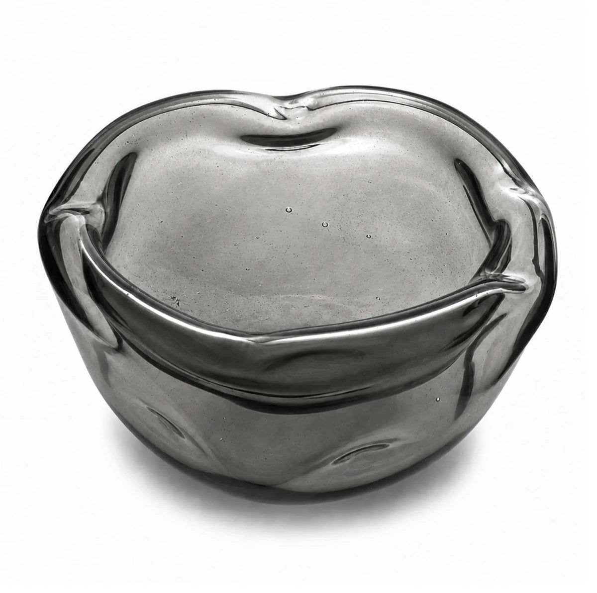 50ml - Florencia Vaso / Bowl de Vidrio Soplado Artesanal - Frasco de diseño Cristal Gris Humo Transparente - Hecho a Mano - Candle Craft