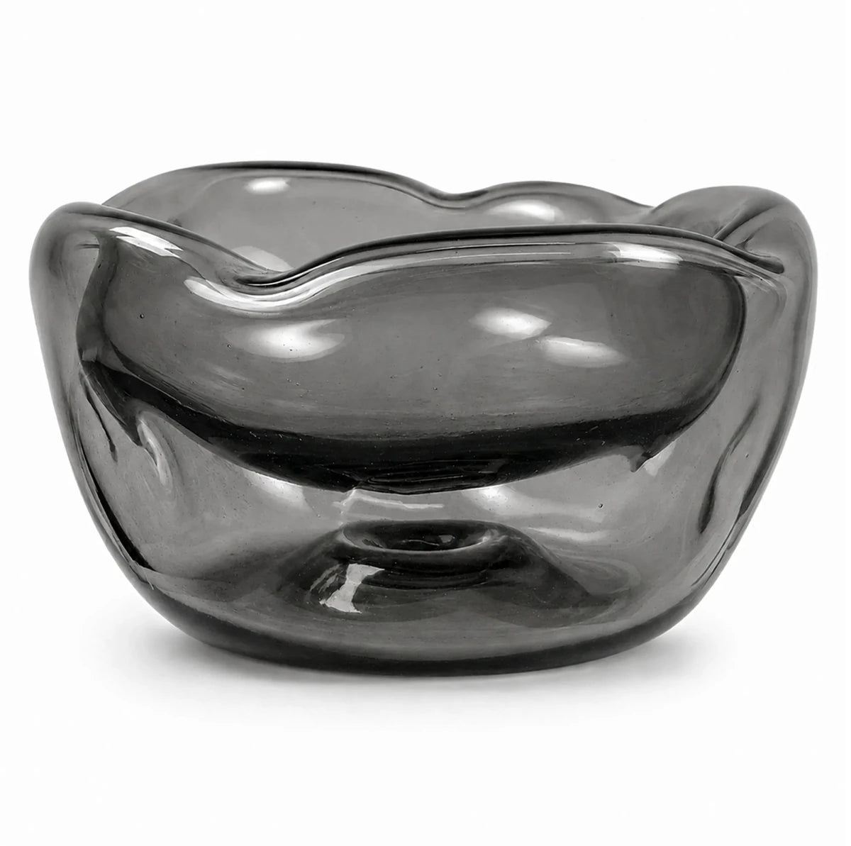 50ml - Florencia Vaso / Bowl de Vidrio Soplado Artesanal - Frasco de diseño Cristal Gris Humo Transparente - Hecho a Mano - Candle Craft