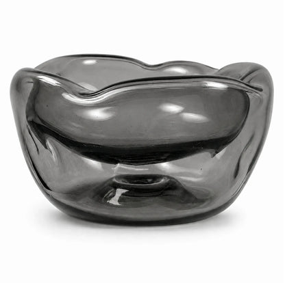 50ml - Florencia Vaso / Bowl de Vidrio Soplado Artesanal - Frasco de diseño Cristal Gris Humo Transparente - Hecho a Mano - Candle Craft